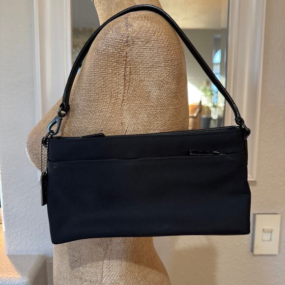 Vintage Coach Black Nylon Mini Shoulder Clutch Bag Removable Strap EUC Evening - Picture 10 of 13